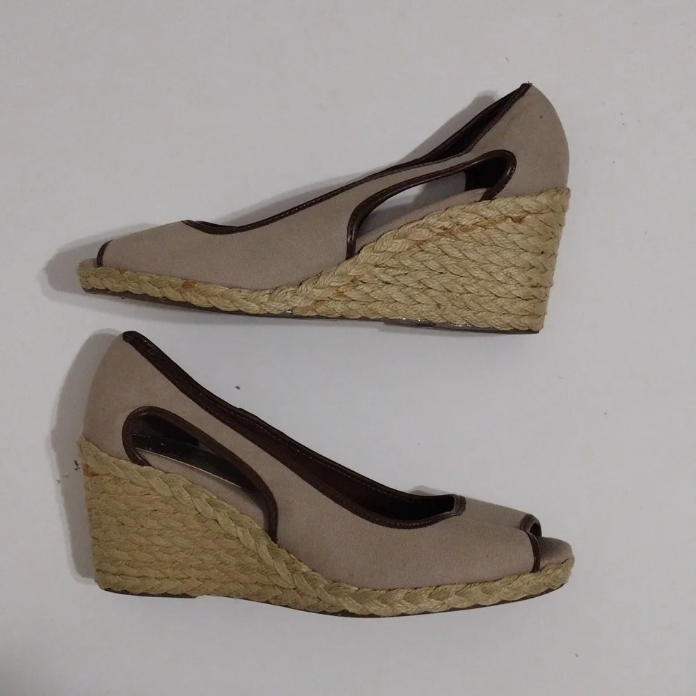 Chaps Daye Platform Espadrille Open Toe Wedge Sandals 7.5 Chic Summer